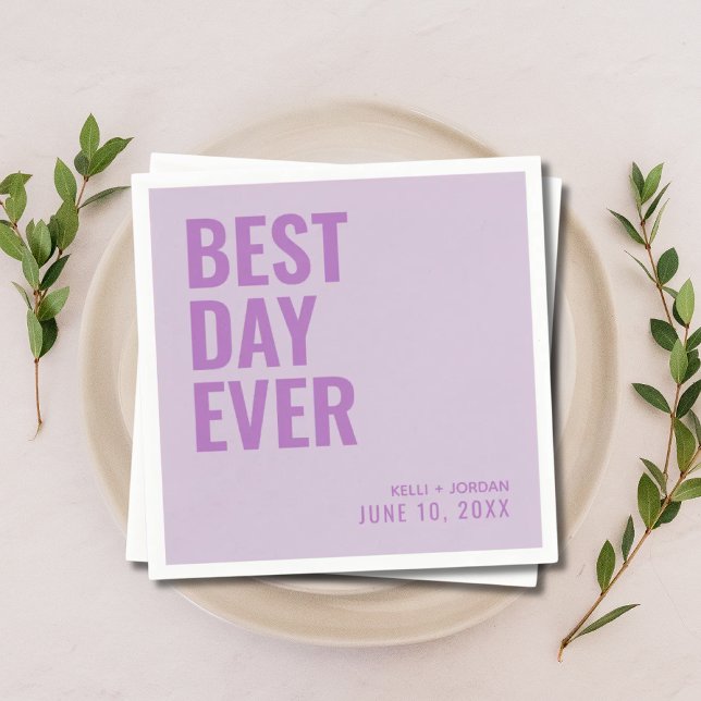 Personalized Lavender Purple Best Day Ever Wedding Napkin (Personalized Lavender Purple Best Day Ever Wedding Napkins
)