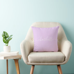 Personalized Lavender Purple Elegant Script Name  Throw Pillow