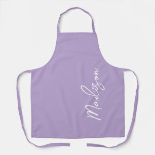 Personalized Lavender Purple Modern Script Womens Apron
