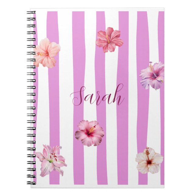 Personalized Lavender Watercolor Floral notebook (Front)