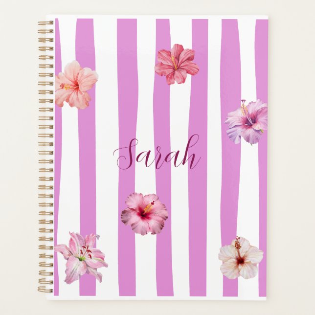 Personalized Lavender Watercolor Floral notebook Planner (Front)