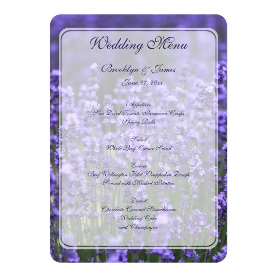Personalized Lavender Wedding Menu Card