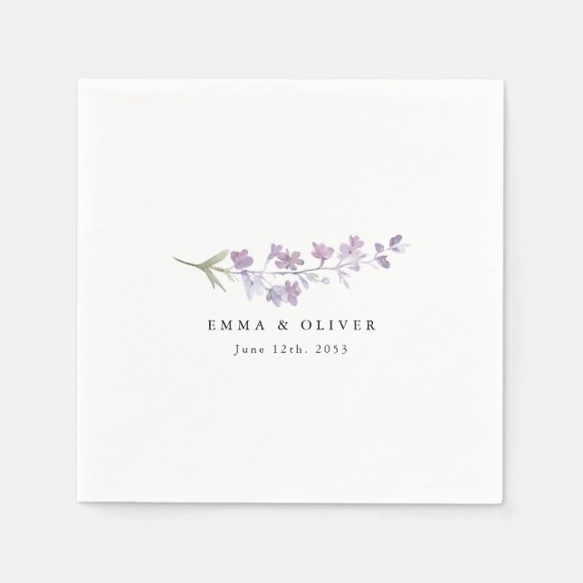 Personalized Lavender Wildflower Wedding Napkin (Front)
