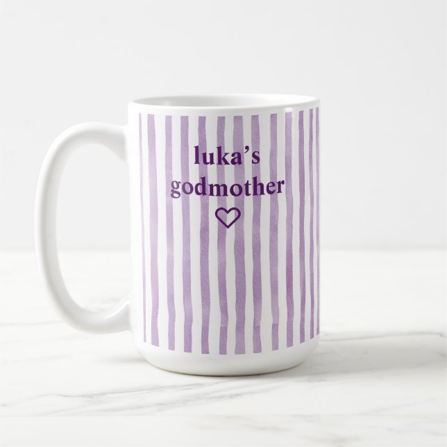 Personalized LavenderStriped Godmother Coffee Mug (Left)