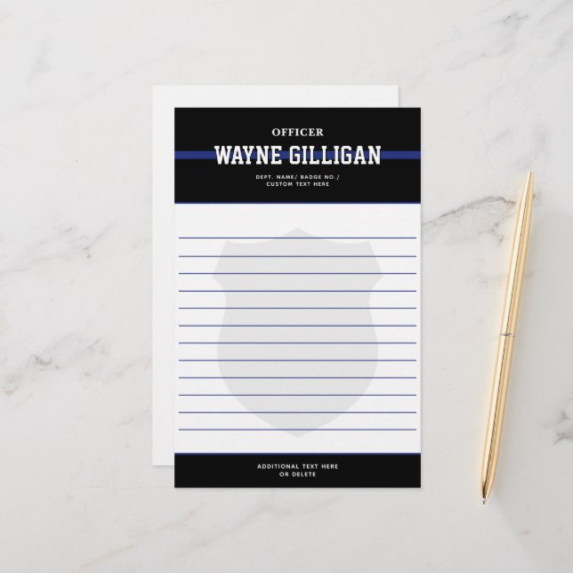 Personalized Law Enforcement Police Officer Stationery (Front/Back In Situ)