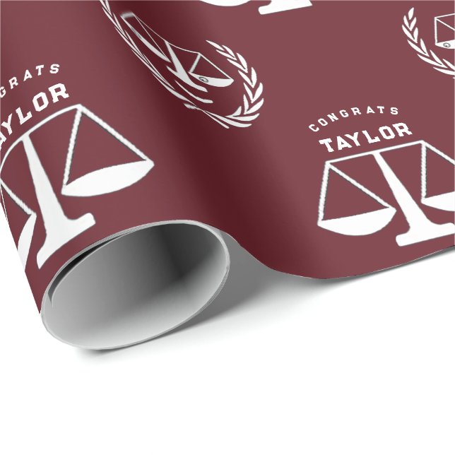 Personalized Law School Graduation Gift Wrapping Paper (Roll Corner)