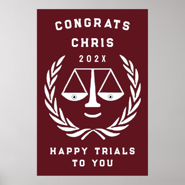 Personalized Law School Graduation Party Poster (Front)