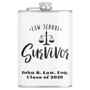 Personalized Law School Survivor Graduation Hip Flask