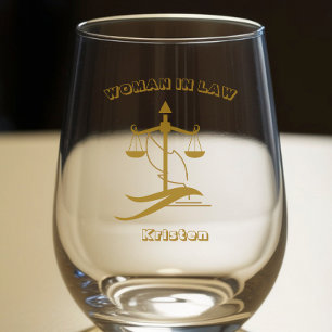 Personalized Law Student Women Lawyer Stemless Wine Glass