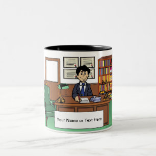 Personalized Lawyer, Attorney - Male Cartoon Two-Tone Coffee Mug
