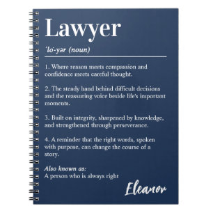 Personalized Lawyer Dictionary Definition Navy Notebook