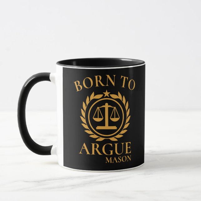 Personalized Lawyer Mugs Born to Argue (Left)
