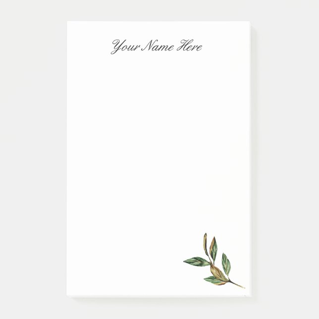 Personalized Leafy Post-It Notes (Front)
