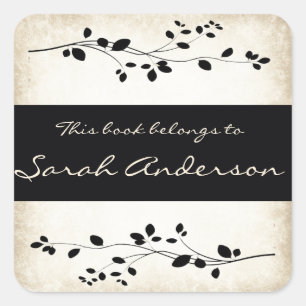 Personalized Leafy Vine Design Bookplate Sticker