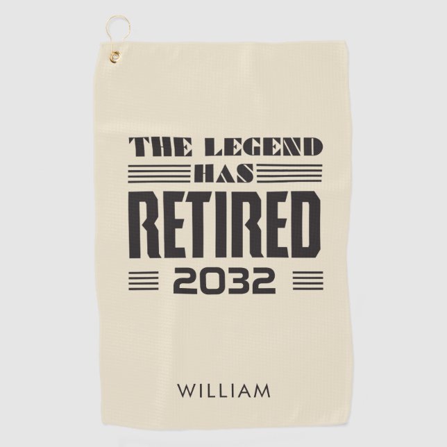 Personalized Legend Has Retired Boss Coworker Golf Towel (Front)