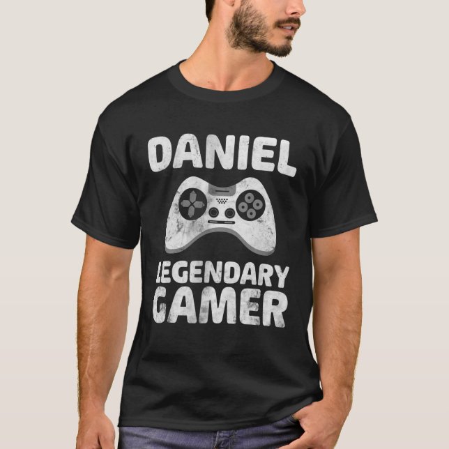 Personalized Legendary Gamer Daniel Name Video Gam T-Shirt (Front)