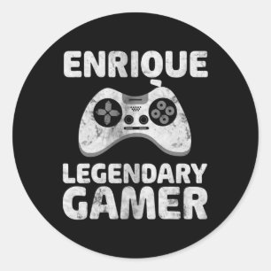Personalized Legendary Gamer Shirt Enrique Name Vi Classic Round Sticker
