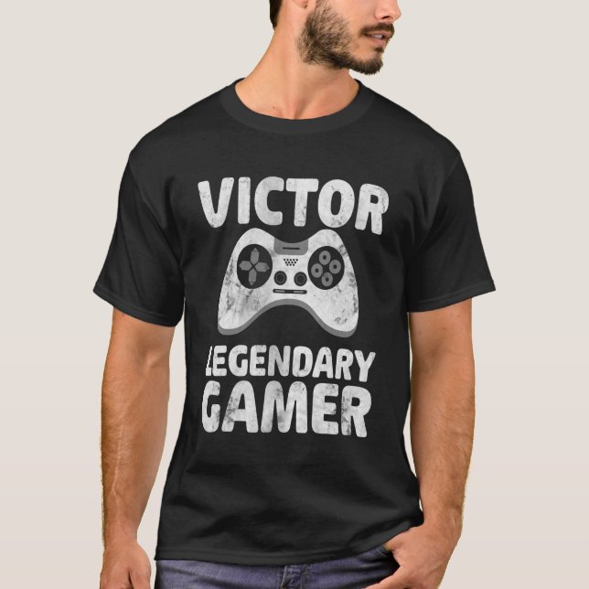 Personalized Legendary Gamer  Victor Name Video Ga T-Shirt (Front)