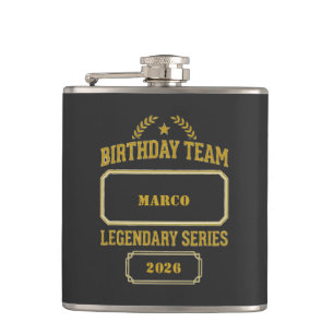 Personalized Legendary Series Gold Birthday Hip Flask