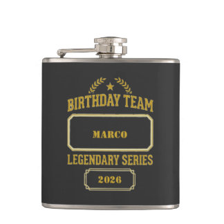 Personalized Legendary Series Gold Birthday Hip Flask