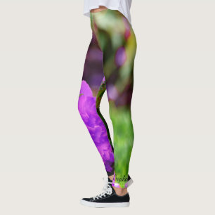 Personalized Leggings, Purple Flowers Leggings