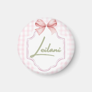 Personalized Leilani Baby Girl Nursery Gingham Magnet