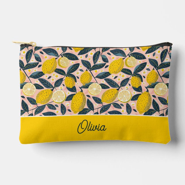 Personalized Lemon Accessory Pouch (Front)