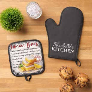 Personalized Lemon Bars Baking Recipe Oven Mitt & Pot Holder Set