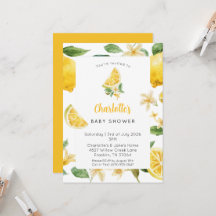 Personalized Lemon Citrus Baby Shower Invitation