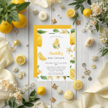 Personalized Lemon Citrus Baby Shower Invitation