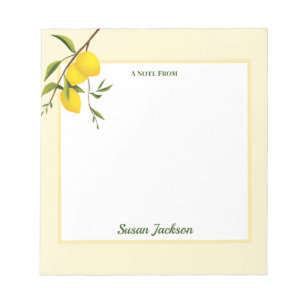 Personalized Lemon Citrus Botanical Notepad