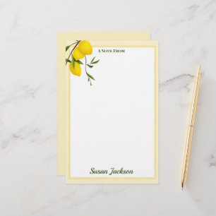 Personalized Lemon Citrus Botanical  Stationery