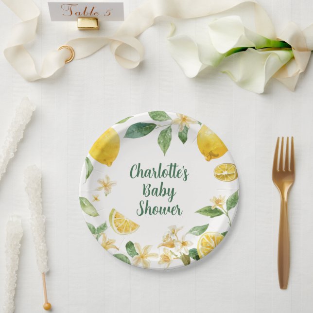 Personalized Lemon Citrus Paper Plates (Wedding)