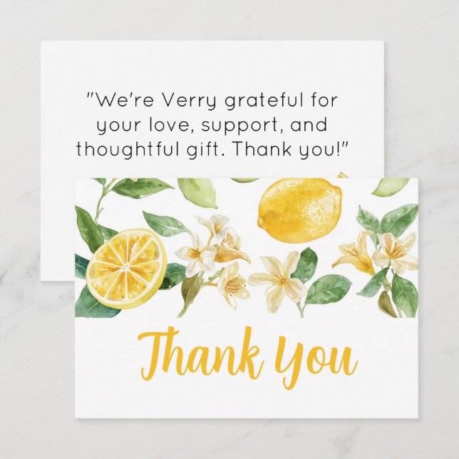 Personalized Lemon Citrus Thank You Card (Front/Back)