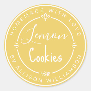 Personalized Lemon Cookies Homemade With Love Classic Round Sticker