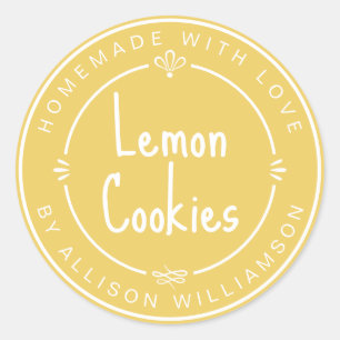 Personalized Lemon Cookies Homemade With Love Classic Round Sticker