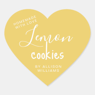 Personalized Lemon Cookies Homemade With Love Heart Sticker