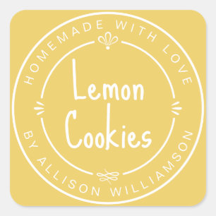 Personalized Lemon Cookies Homemade With Love Square Sticker