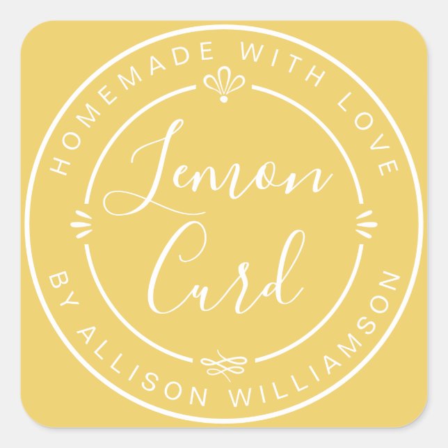 Personalized Lemon Curd Homemade With Love Square Sticker (Front)