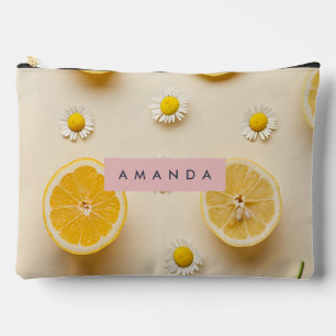 Personalized Lemon Daisy Summer Accessory Pouch