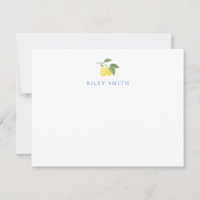 Personalized Lemon Flat Note Card (Front)