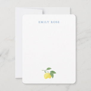 Personalized Lemon Flat Note Card