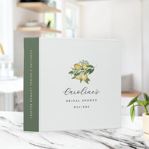 Personalized Lemon Floral Bridal Shower Recipe Binder