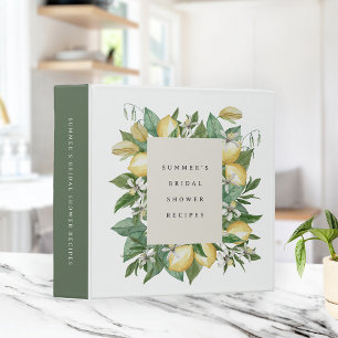 Personalized Lemon Floral Bridal Shower Recipe Binder