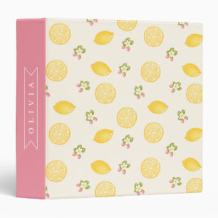 Personalized Lemon Floral Summer Custom Name Binder