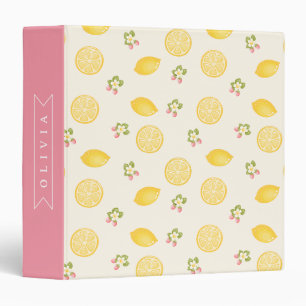 Personalized Lemon Floral Summer Custom Name Binder