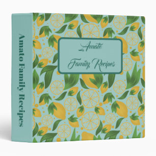 Personalized Lemon Foliage Family Recipe Binder