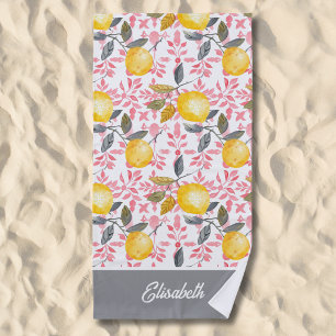 Personalized Lemon Fruit Beach Towel