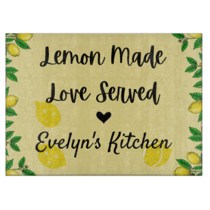 Personalized Lemon Glass Cutting Board