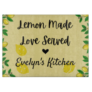 Personalized Lemon Glass Cutting Board